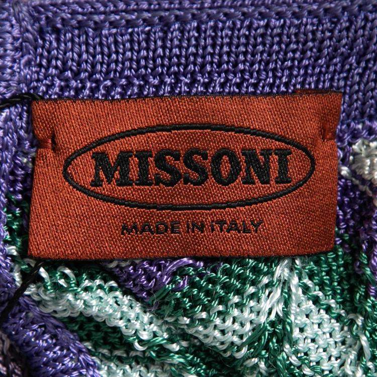 Pre Owned Missoni Purple Zig Zag Knit Sleeveless Dress M