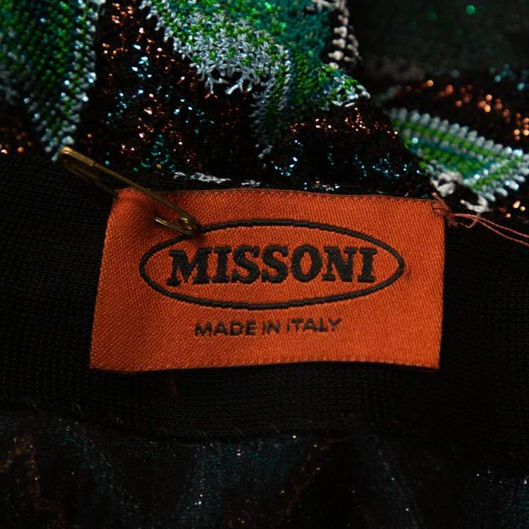 Pre Owned Missoni Multicolor Zig Zag Lurex Knit Button Front Cardigan M