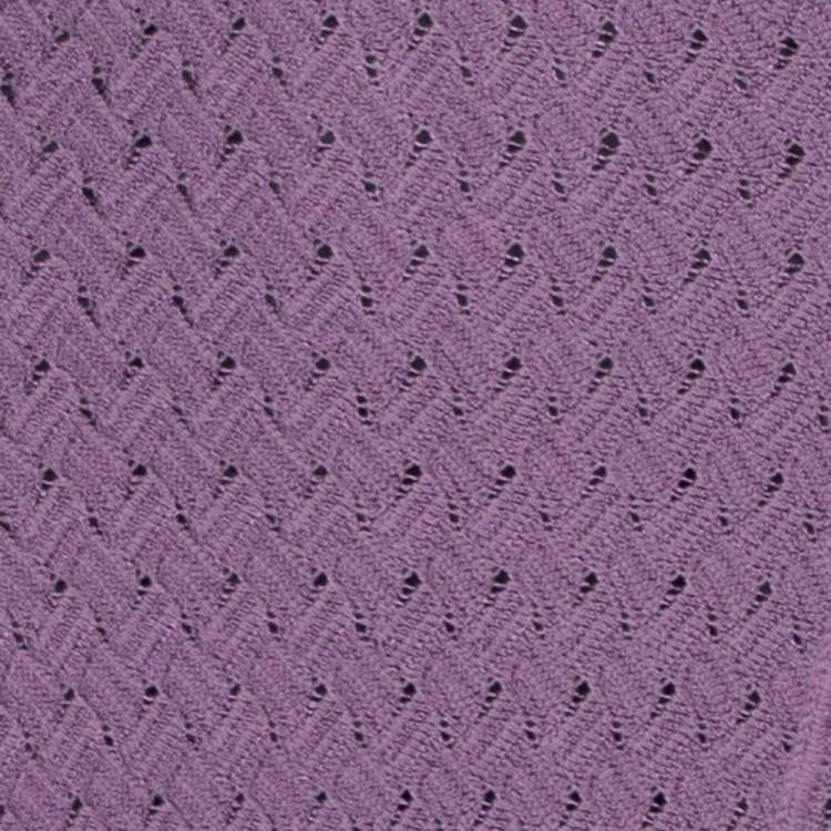 Pre Owned Missoni Purple Wool Blend Perforated Knit Long Sleeve Dress S