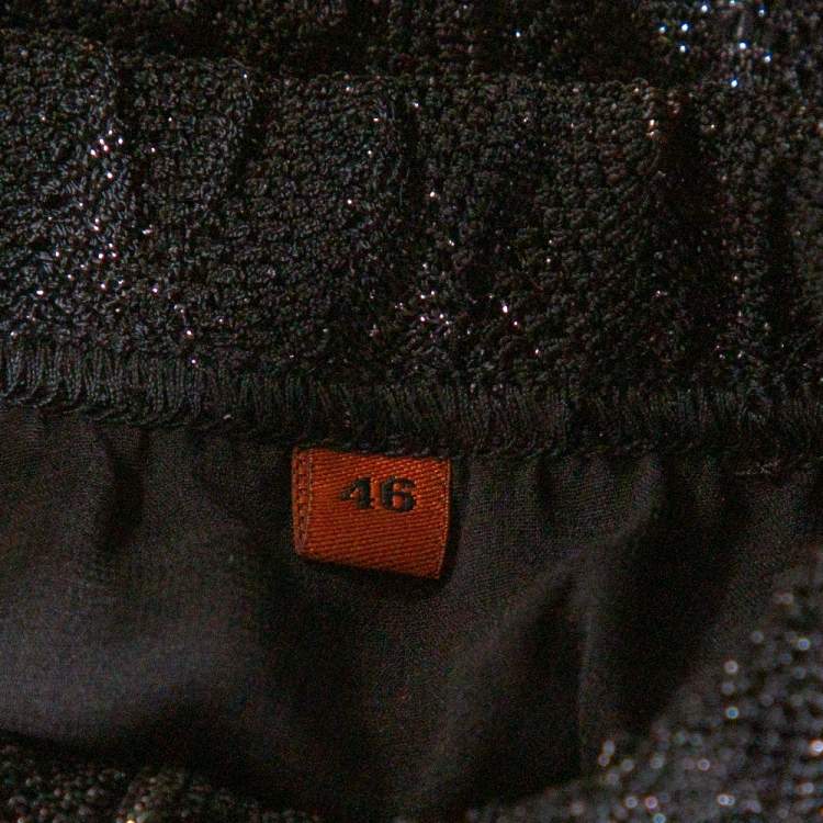 Pre Owned Missoni Black Textured Lurex Knit Wide Leg Pants L