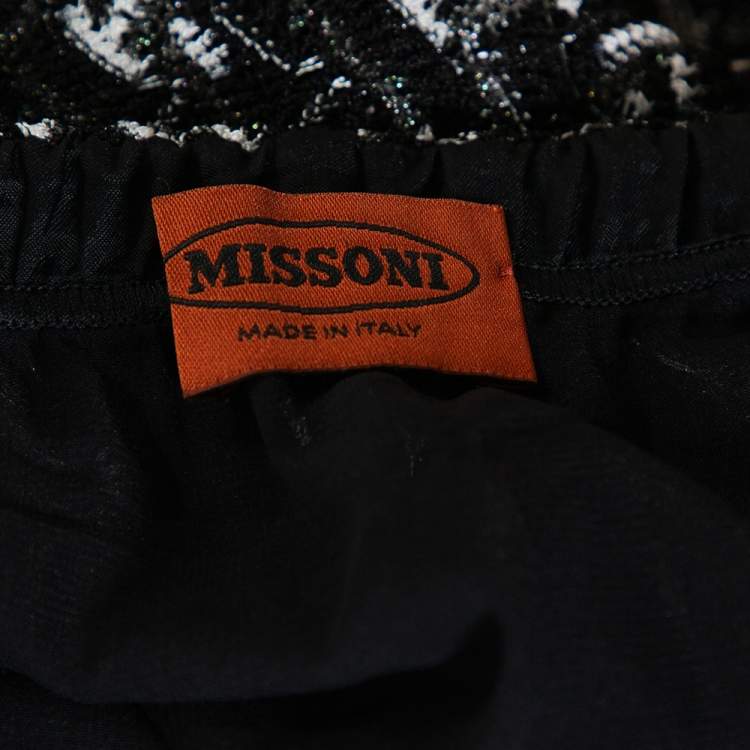 Pre Owned Missoni Monochrome Textured Lurex Knit Wide Leg Pants L