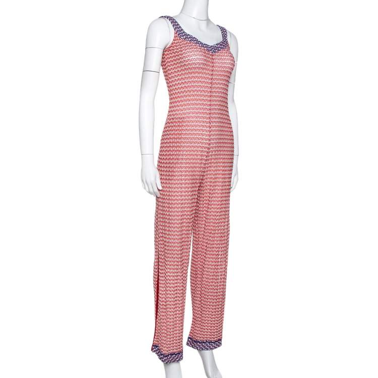 Pre Owned Missoni Mare Rust Orange Knit Beach Cover Up Jumpsuit S