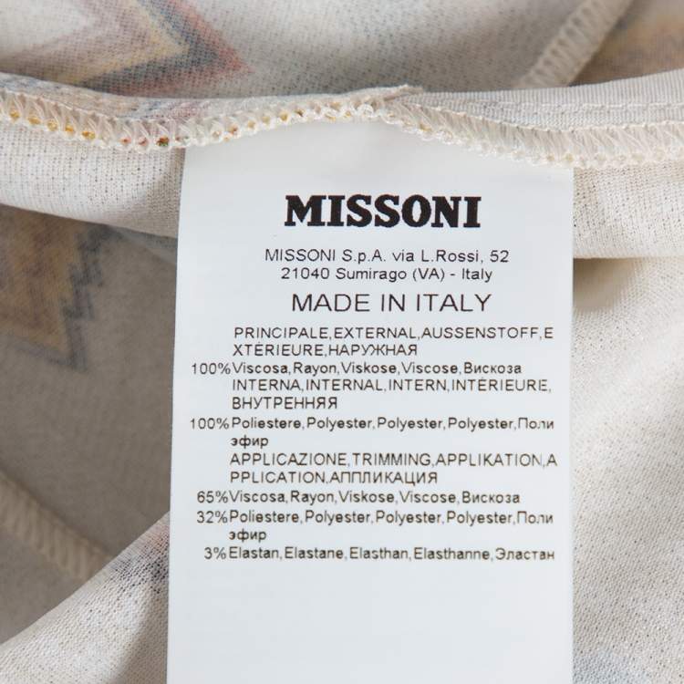 Pre Owned Missoni Cream Zig Zag Knit Straight Leg Trousers M