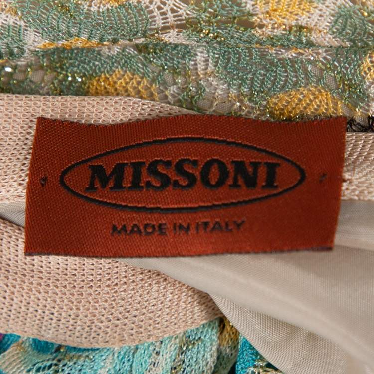 Pre Owned Missoni Multicolor Lurex Knit Draped Maxi Skirt M