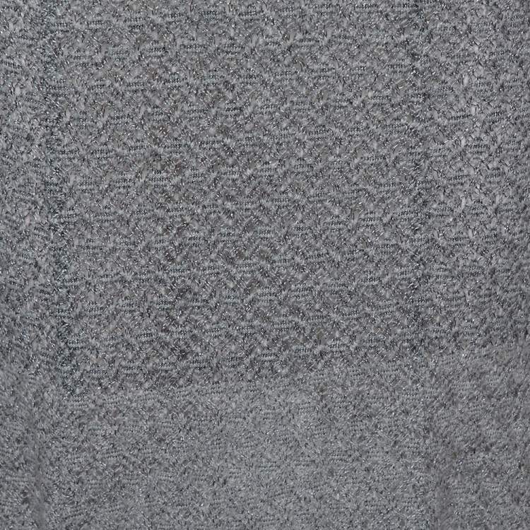 Pre Owned Missoni Silver Metallic Knit & Cashmere Sleeveless Maxi Dress S