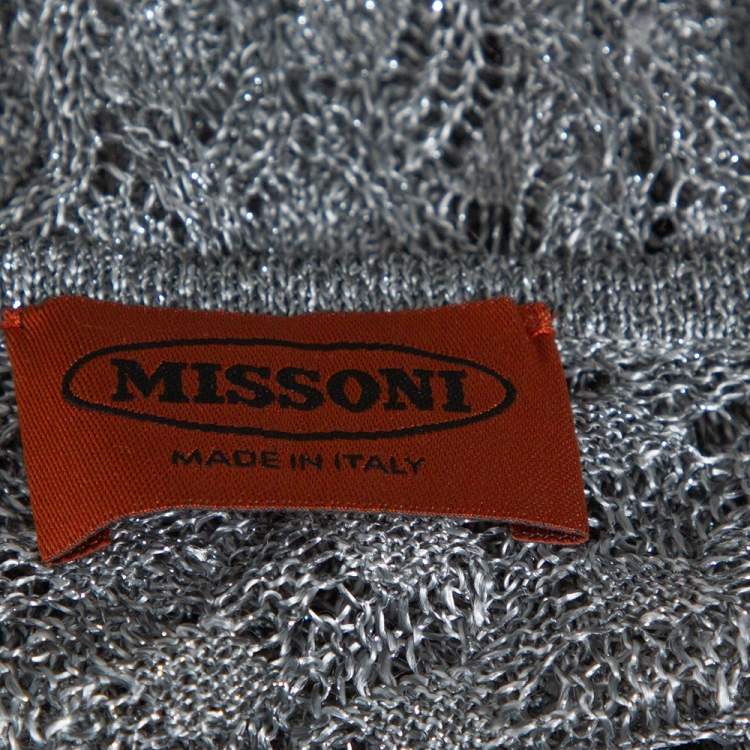 Pre Owned Missoni Silver Metallic Knit & Cashmere Sleeveless Maxi Dress S
