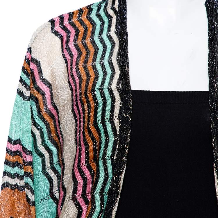 Pre Owned M Missoni Multicolor Lurex Knit Open Front Shrug M