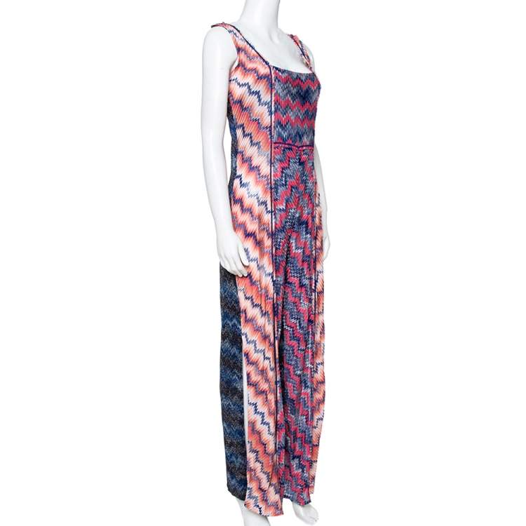 Pre Owned Missoni Mare Lurex Knit Frayed Edge Detail Cover-Up Jumpsuit M