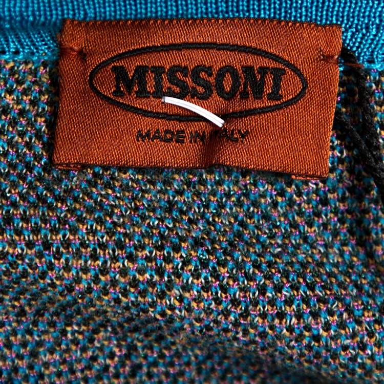 Pre Owned Missoni Green Metallic Floral Jacquard Knit Button Front Cardigan S