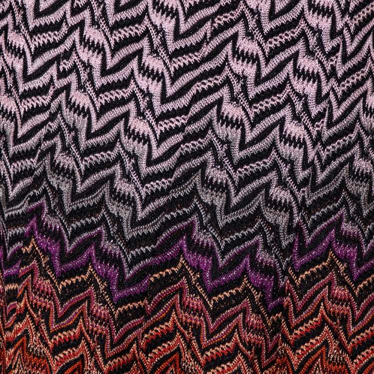 Pre Owned Missoni Multicolor Lurex Chevron Knit Maxi Skirt L