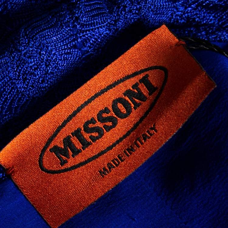 Pre Owned Missoni Electric Blue Silk Blend Ruffle Detail Crochet Blazer S