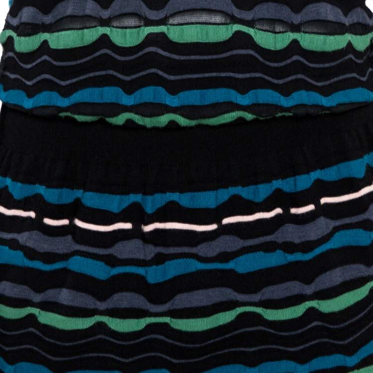 Pre Owned Missoni Multicolor Stripe Blend Midi Dress L