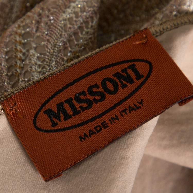 Pre Owned Missoni Beige Lurex Knit Cardigan and Midi Dress Set M