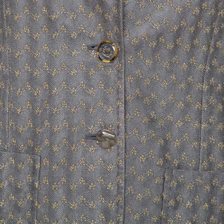 Pre Owned Missoni Gold & Grey Lurex Knit Blazer L