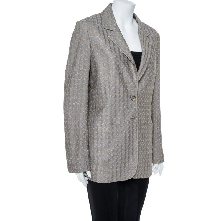 Pre Owned Missoni Gold & Grey Lurex Knit Blazer L