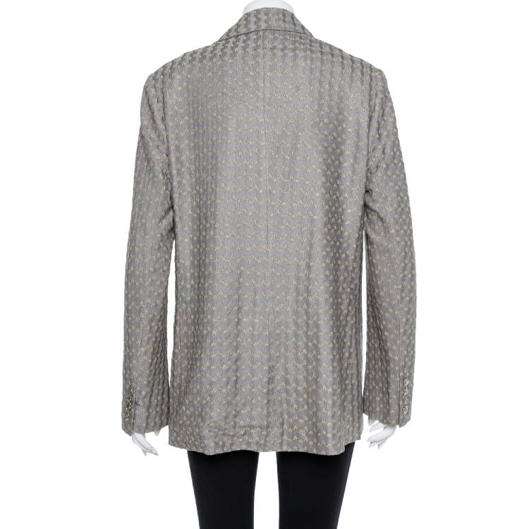 Pre Owned Missoni Gold & Grey Lurex Knit Blazer L