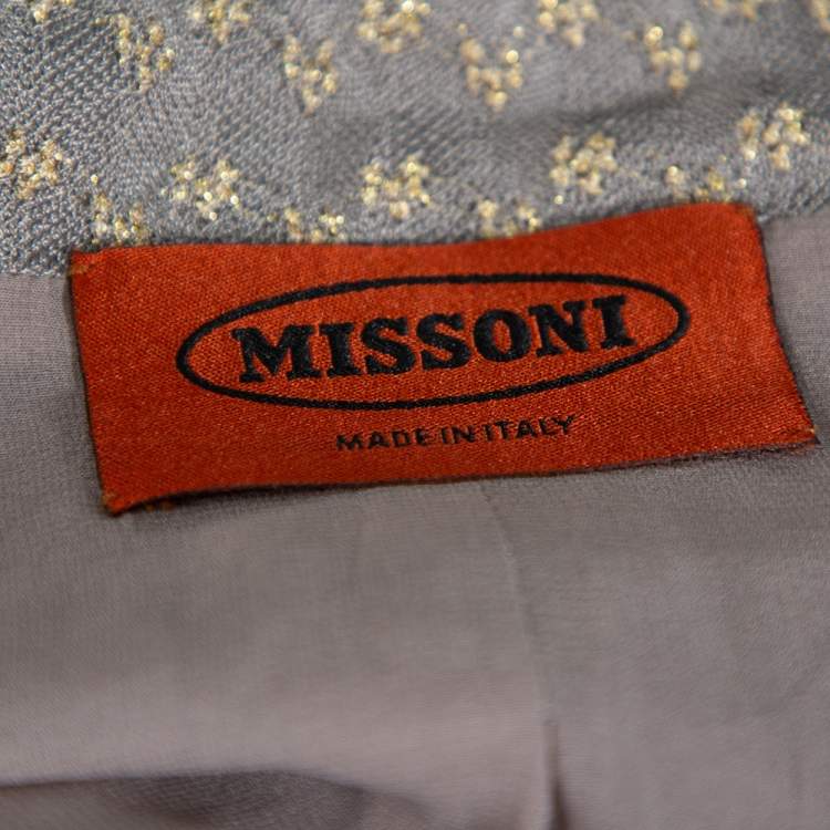 Pre Owned Missoni Gold & Grey Lurex Knit Blazer L
