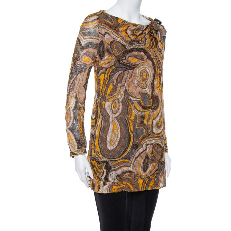 Pre Owned Missoni Multicolor Lurex Knit Bead Embellished Tunic M