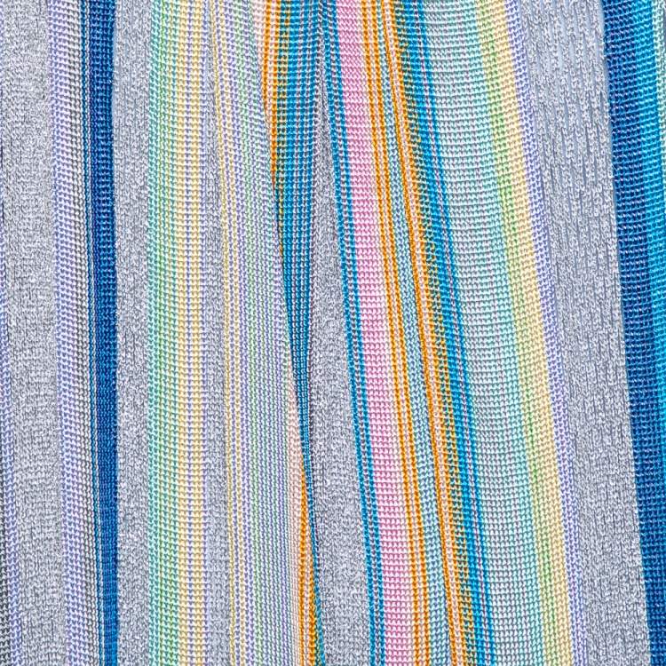 Pre Owned Missoni Multicolor Striped Fishnet Knit Shift Dress M