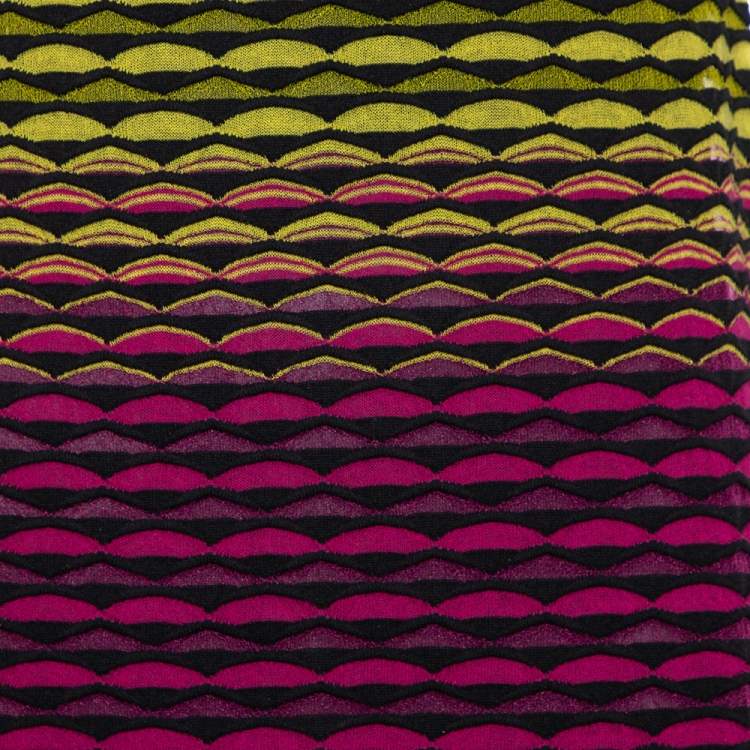 Pre Owned Missoni Multicolor Perforated Knit Ruffle Detail Shift Dress S
