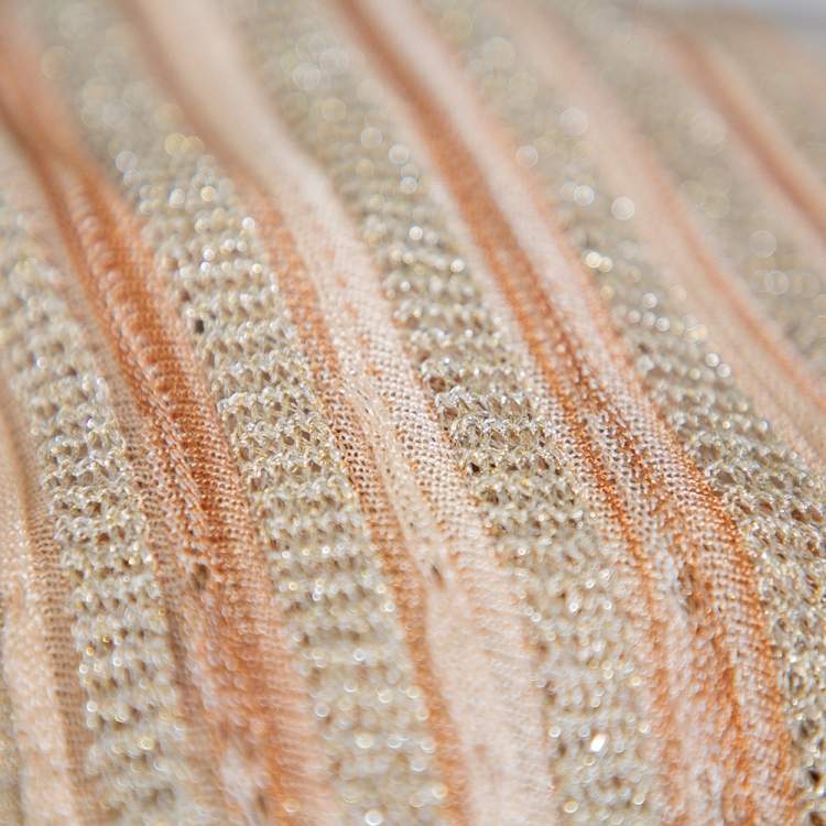 Pre Owned Missoni Beige Lurex Knit Front Tie Long Cardigan M