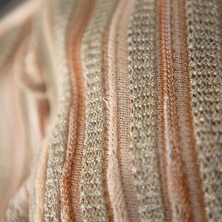 Pre Owned Missoni Beige Lurex Knit Front Tie Long Cardigan M