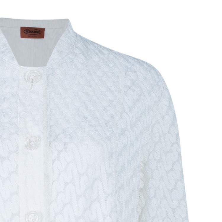 Pre Owned Missoni Wave Knit Multicolor Button Down Long Cardigan M