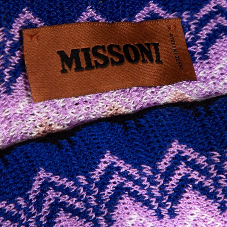 Pre Owned Missoni Multicolor Chevron Patterned Knit Fringe Detail Poncho (One Size)