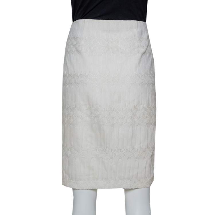 Pre Owned Missoni Cream Lace Mini Skirt M