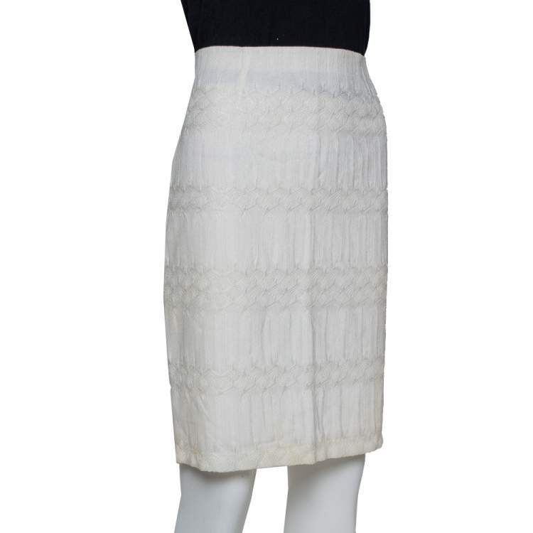 Pre Owned Missoni Cream Lace Mini Skirt M