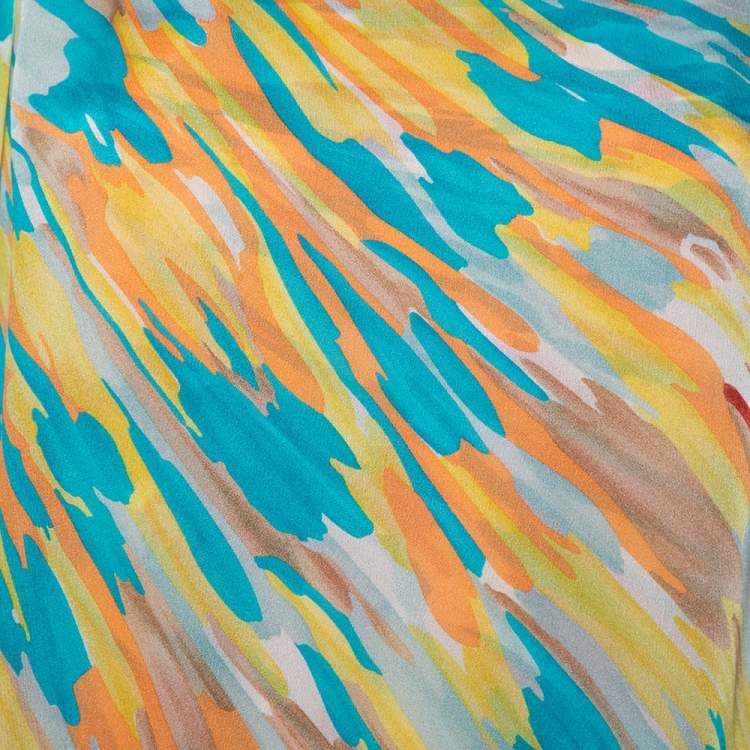 Pre Owned Missoni Multicolor Silk Embellished Cape Detail Sleeveless Maxi Dress M