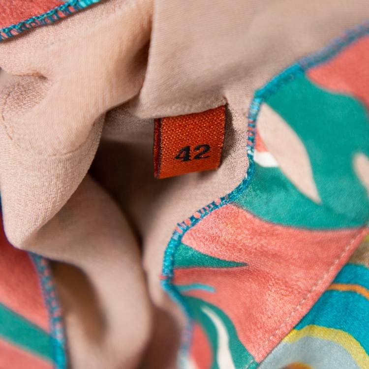 Pre Owned Missoni Multicolor Silk Embellished Cape Detail Sleeveless Maxi Dress M