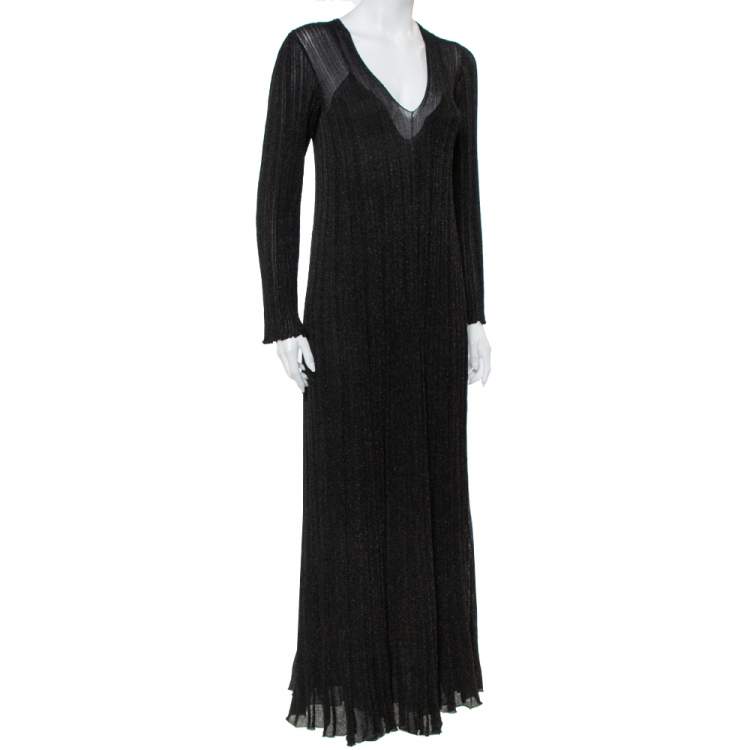 Pre Owned Missoni Black Lurex Knit Maxi Dress M