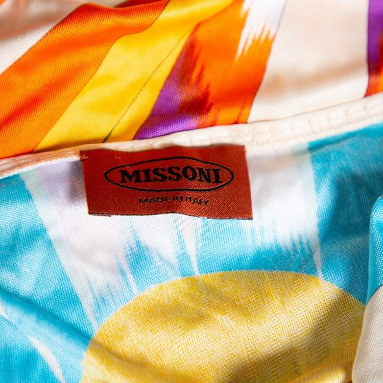 Pre Owned Missoni Multicolour Knit Faux Wrap Ruched Detail Top M