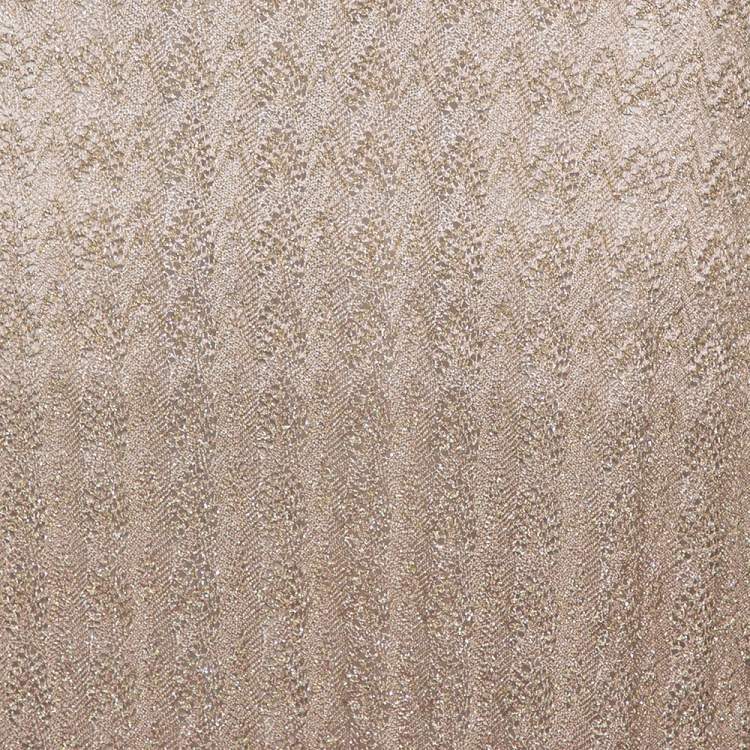 Pre Owned Missoni Beige Lurex Knit Ombre Effect Maxi Skirt L