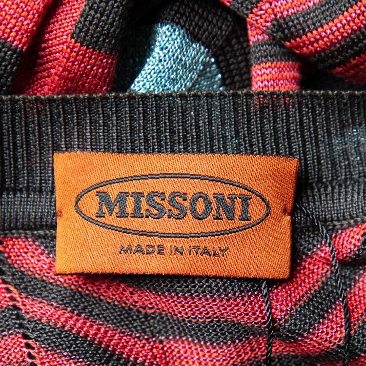 Pre Owned Missoni Mullticolor Patterned Lurex Knit Button Front Lightweight Cardigan M