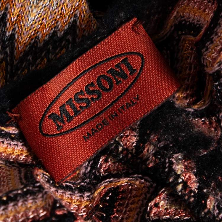 Pre Owned Missoni Burnt Orange Zig Zag Pattern Knit Short Dress M 