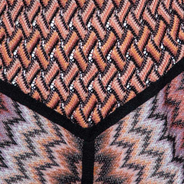 Pre Owned Missoni Burnt Orange Zig Zag Pattern Knit Short Dress M 