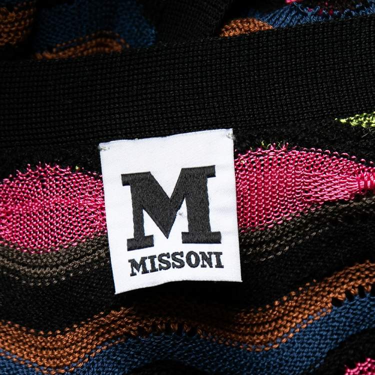 Pre Owned Missoni Multicolor Wavey Knit Short Sleeve Cardigan M 