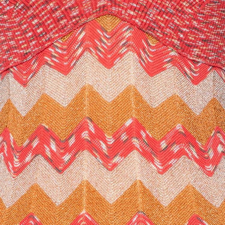 مملوكة مسبقًا  M Missoni Collection Multicolor Zig Zag Pattern Lurex Knit Maxi Dress S