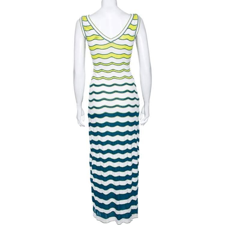 Pre Owned Missoni Multicolor Wave Patterned Knit Sleeveless Maxi Dress S