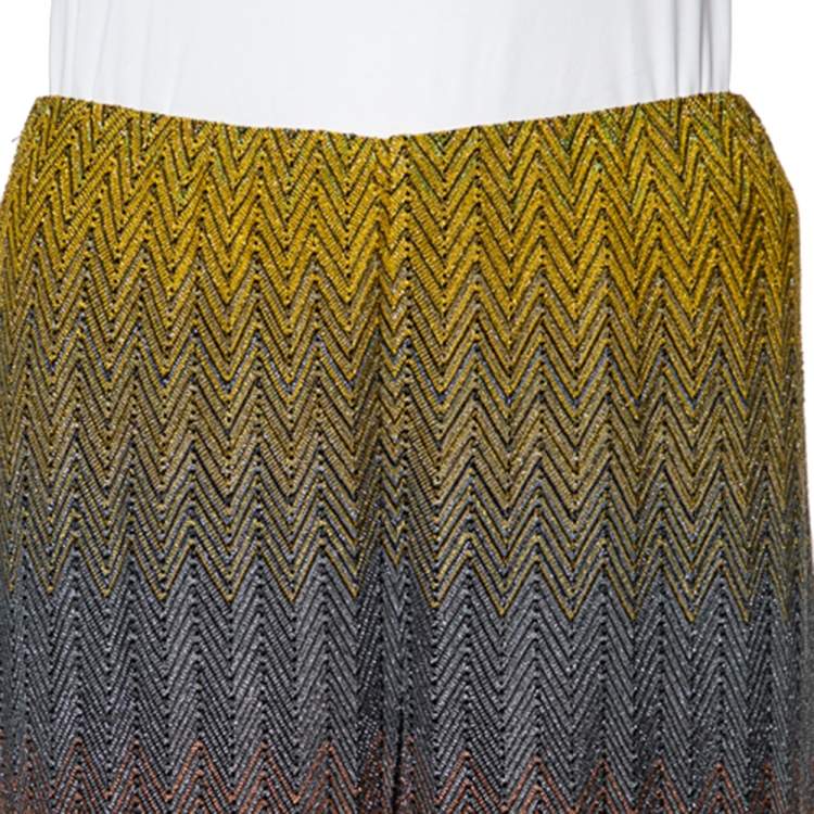 Pre Owned Missoni Multicolor Lurex Zig Zag Knit Palazzo Pants M