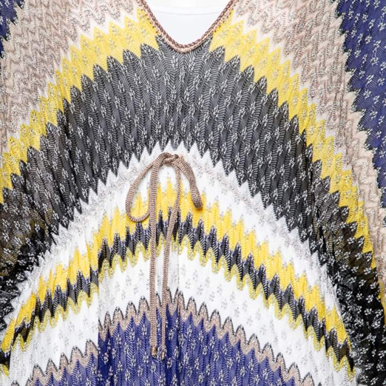 Pre Owned Missoni Mare Multicolor Patterned Lurex Knit Kaftan Maxi Dress M