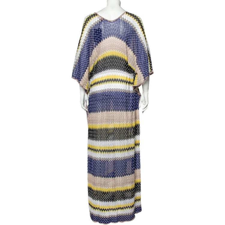 Pre Owned Missoni Mare Multicolor Patterned Lurex Knit Kaftan Maxi Dress M
