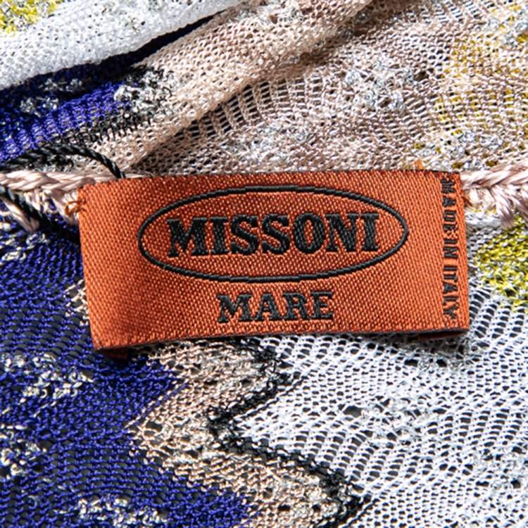 Pre Owned Missoni Mare Multicolor Patterned Lurex Knit Kaftan Maxi Dress M