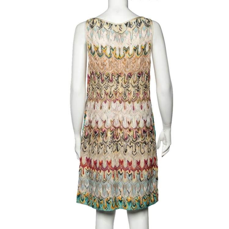 مملوكة مسبقًا Missoni Multicolor Patterned Raschel Lace Shift Dress L