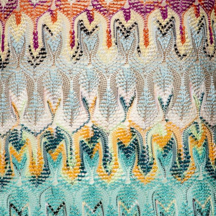 مملوكة مسبقًا Missoni Multicolor Patterned Raschel Lace Shift Dress L