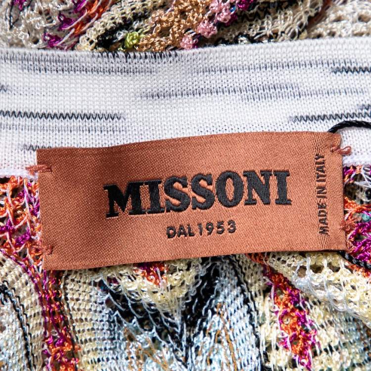 Pre Owned Missoni Multicolor Pointelle Knit Button Front Cardigan M