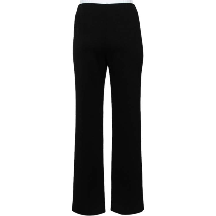 Pre Owned Missoni Black Cotton Knit High Waist Straight Leg Pants M
