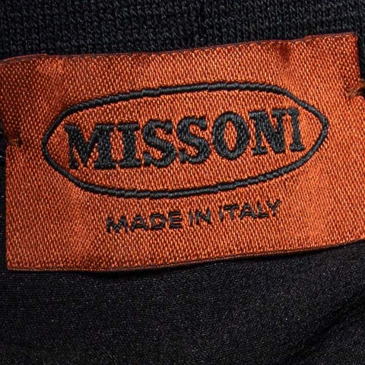 Pre Owned Missoni Black Cotton Knit High Waist Straight Leg Pants M